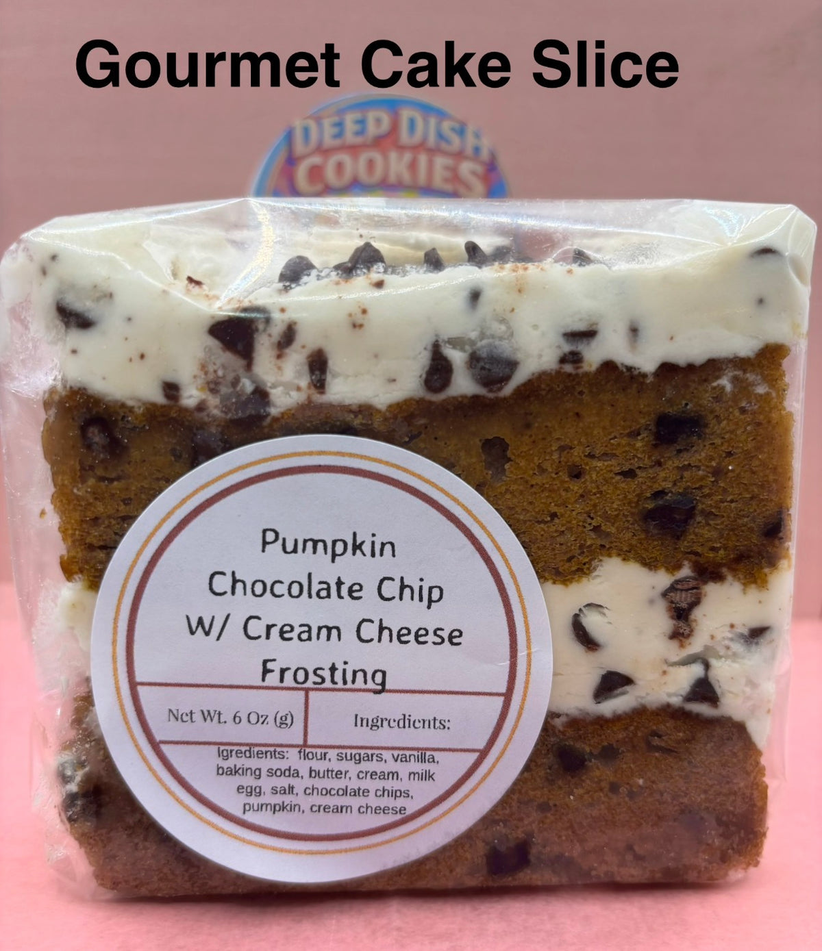 Pumpkin chocolate chip cake W/ cream cheese frosting