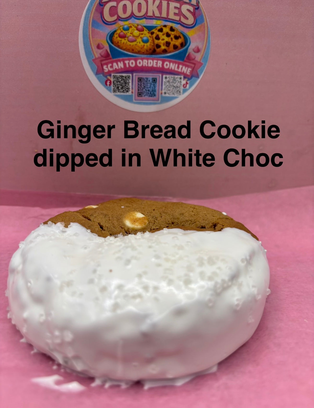 Ginger Bread cookie dipped in white chocolate.
