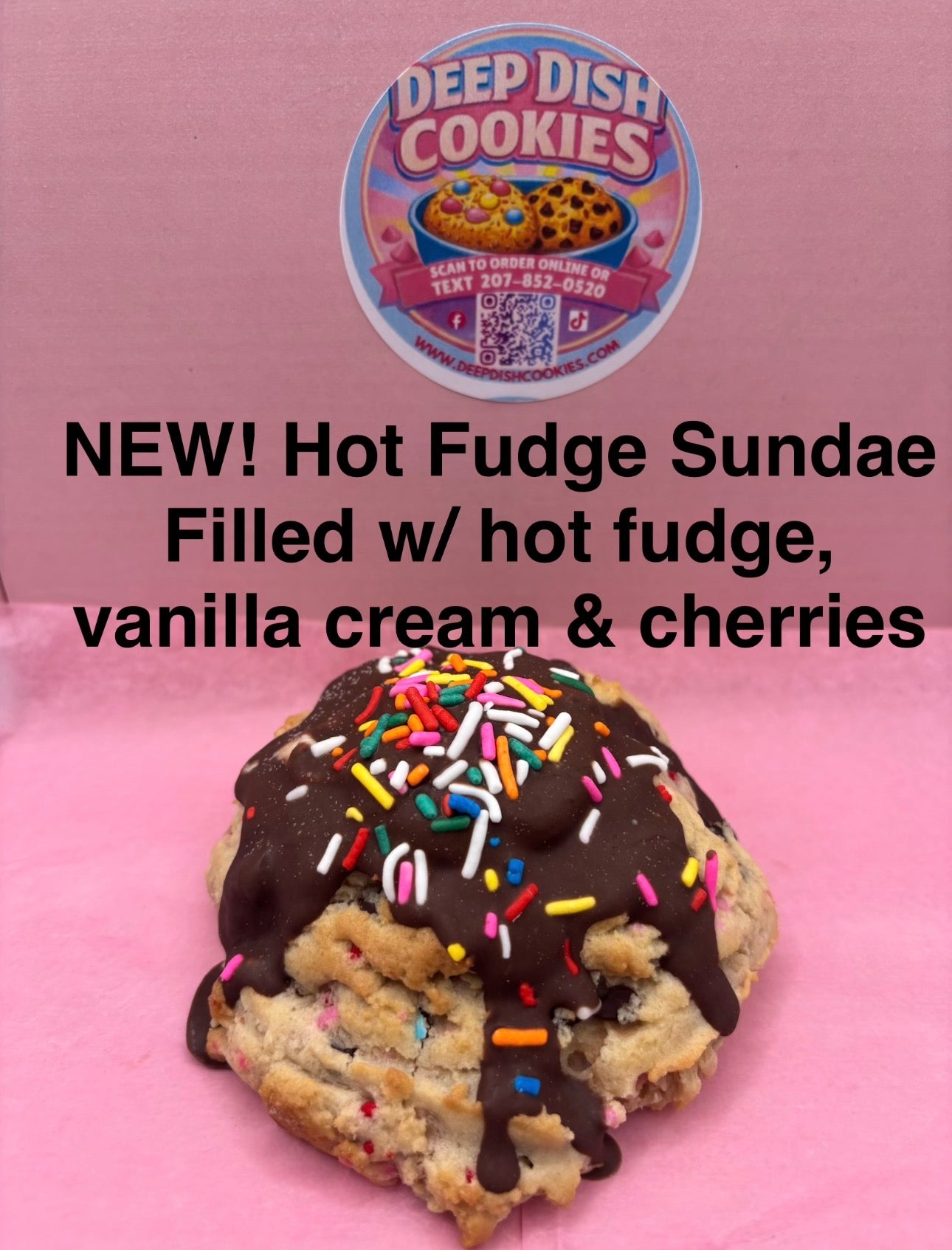 Hot Fudge Sundae Filled w/ Hot Fudge, Vanilla Cream & Cherries